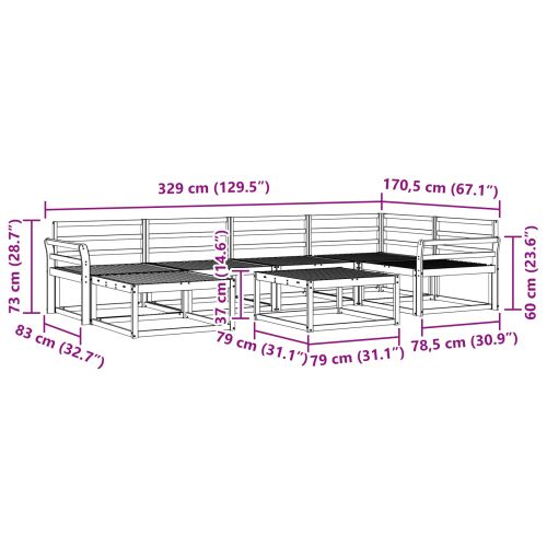 Комплект дивани за открито 7 pcs Естествен