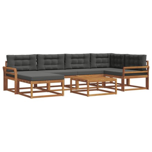 Комплект дивани за открито 7 pcs Натурален и Антрацит