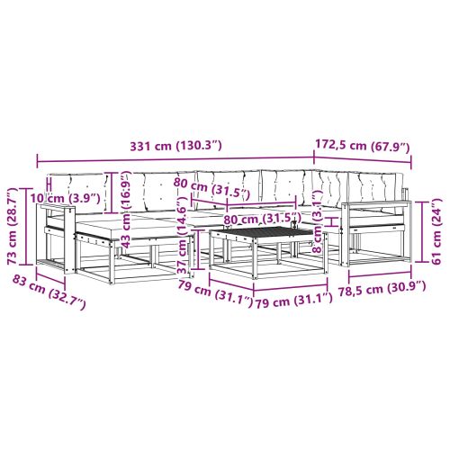 Комплект дивани за открито 7 pcs Натурален и Антрацит