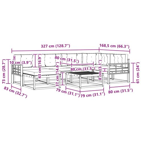 Комплект дивани за открито 7 pcs Натурален и Крема