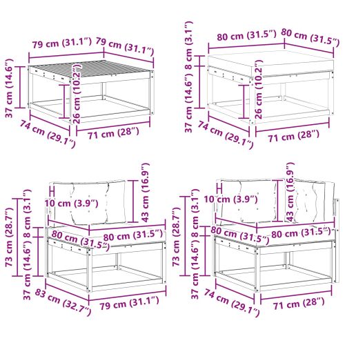 Комплект дивани за открито 7 pcs Натурален и Крема