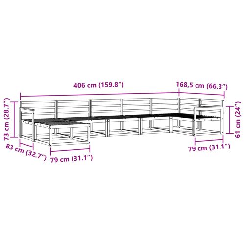 Комплект дивани за открито 7 pcs Естествен
