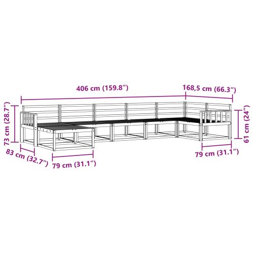 Комплект дивани за открито 7 pcs Естествен