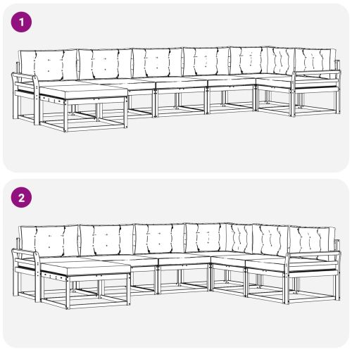Комплект дивани за открито 7 pcs Натурален и Крема