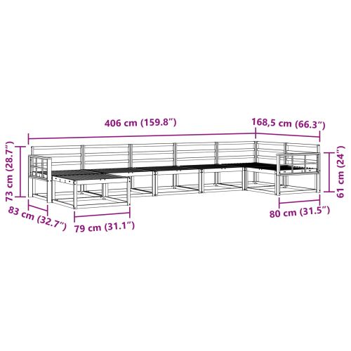 Комплект дивани за открито 7 pcs Естествен