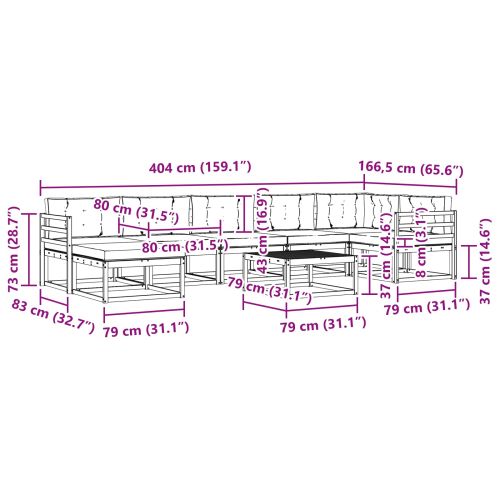 Комплект дивани за открито 8 pcs Натурален и Крема