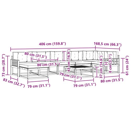 Комплект дивани за открито 8 pcs Натурален и Антрацит