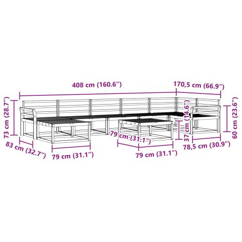 Комплект дивани за открито 8 pcs Естествен