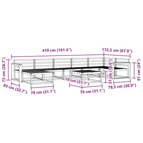 Комплект дивани за открито 8 pcs Естествен