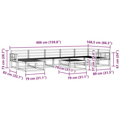 Комплект дивани за открито 8 pcs Естествен