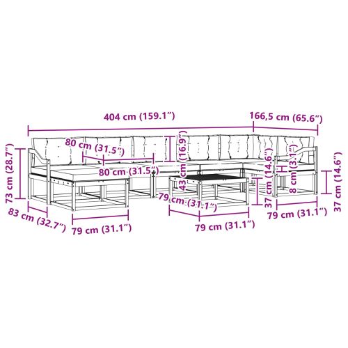 Комплект дивани за открито 8 pcs Натурален и Крема