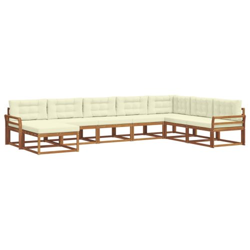 Комплект дивани за открито 8 pcs Натурален и Крема