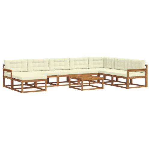 Комплект дивани за открито 9 pcs Натурален и Крема