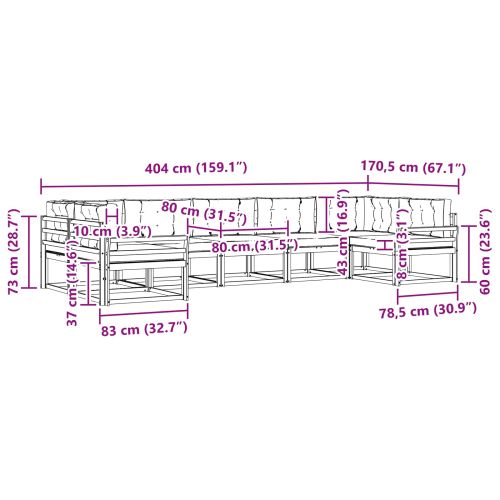 Комплект дивани за открито 7 pcs Натурален и Крема