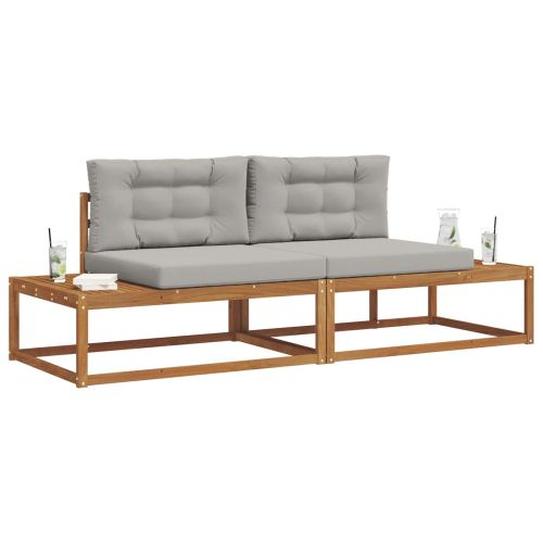 Комплект дивани за открито 2 Брой Естествено и светло сиво