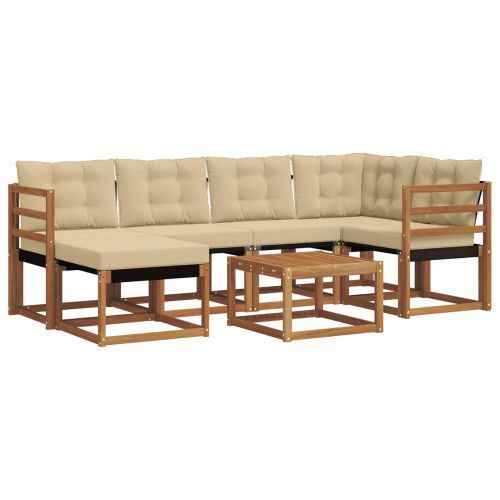 Комплект дивани за открито 7 pcs Натурален и Бежов