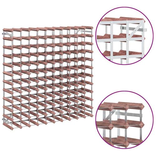 Стойка за вино за 120 бутилки, кафява, бор масив