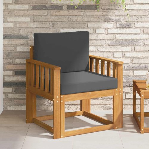 Външен диван Солидно акациево дърво и полиестер Естествен