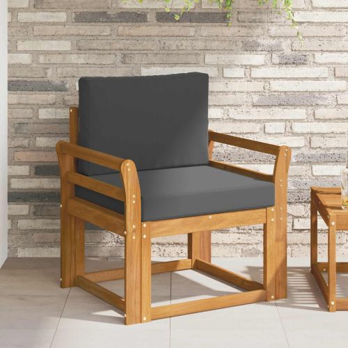 Външен диван Солидно акациево дърво и полиестер Естествен