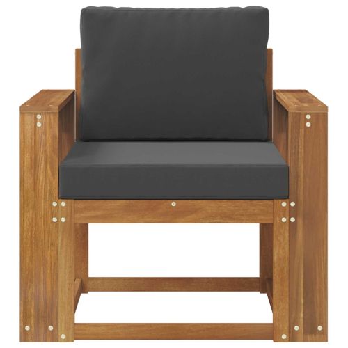 Външен диван Солидно акациево дърво и полиестер Естествен