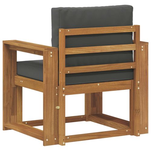 Външен диван Солидно акациево дърво и полиестер Естествен