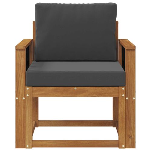 Външен диван Солидно акациево дърво и полиестер Естествен