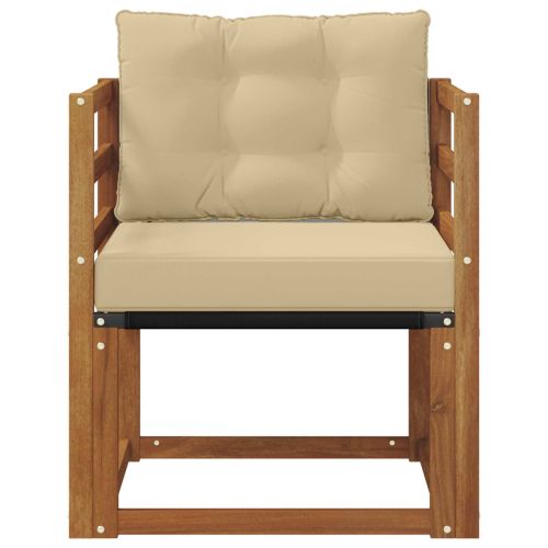 Външен диван Солидно акациево дърво и текстилена Естествен