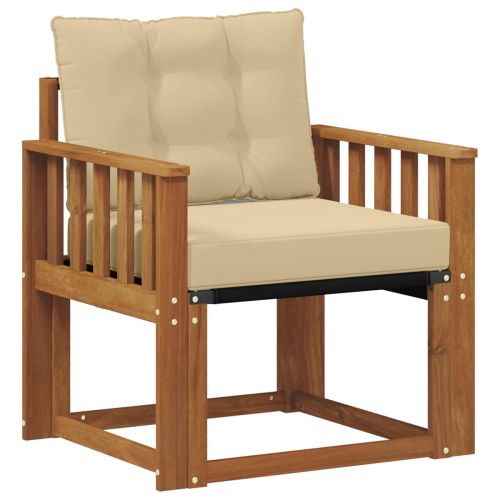 Външен диван Солидно акациево дърво и текстилена Естествен