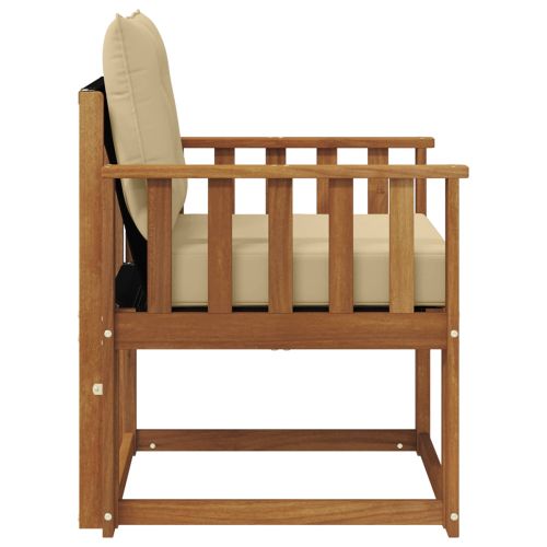 Външен диван Солидно акациево дърво и текстилена Естествен