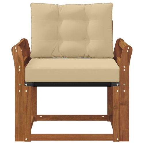 Външен диван Солидно акациево дърво и текстилена Естествен