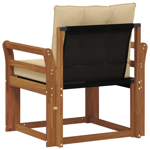 Външен диван Солидно акациево дърво и текстилена Естествен