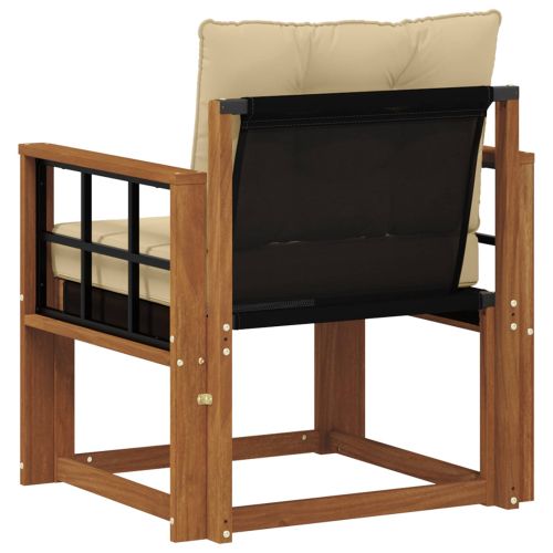 Външен диван Солидно акациево дърво и текстилена Естествен