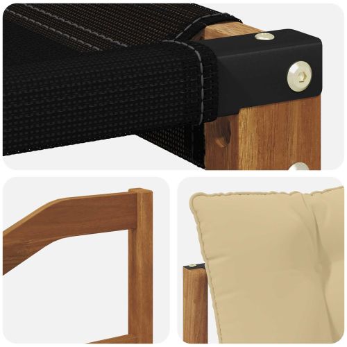 Външен диван Солидно акациево дърво и текстилена Естествен