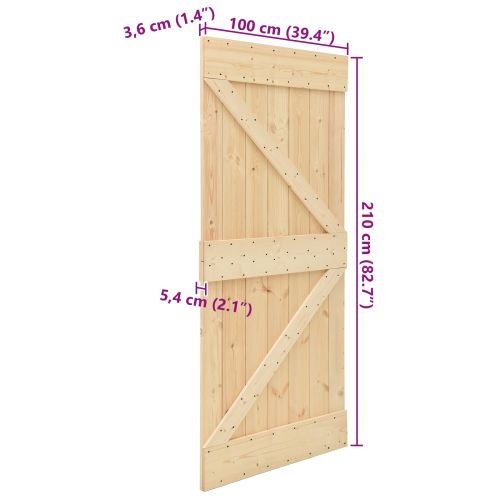 Врата NARVIK Естествен 100 x 210 cm Солидна борова дървесина
