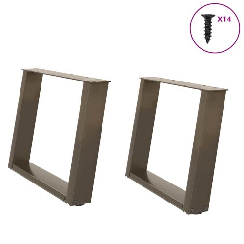 Крака за масичка за кафе, U-образни, 2 бр., естествена стомана, 70 x (42-43) см, стомана