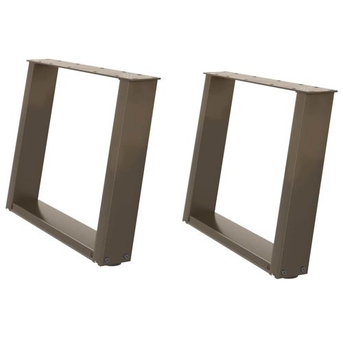 Крака за масичка за кафе, U-образни, 2 бр., естествена стомана, 70 x (42-43) см, стомана