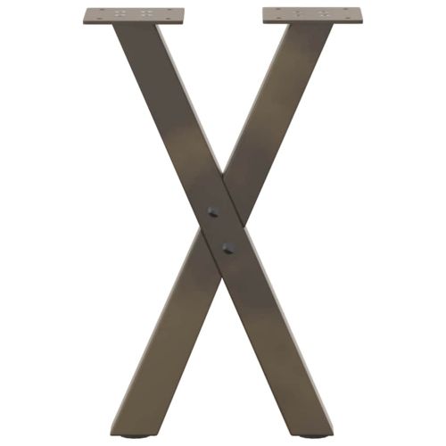 Крака за масичка за кафе, X-образни, 2 бр., естествена стомана, 38 x (42-43) см, стомана