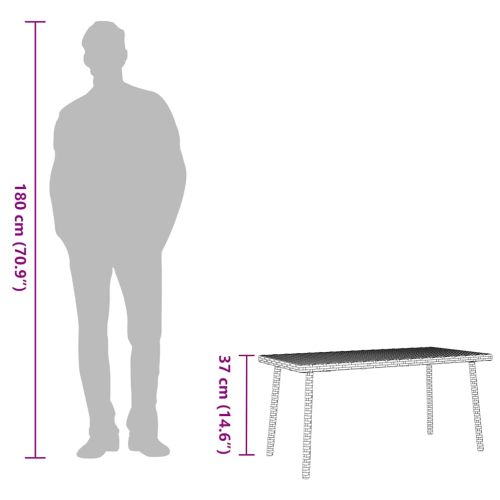Градинска масичка за кафе правоъгълна черна 80x40x37 cm