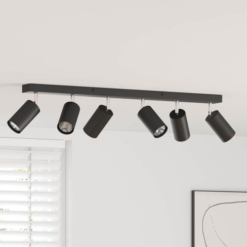 Таванен спот с прожектори Черно 73 x 6 x 16 см Метал