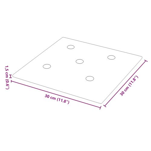 Стенно табло за легло 12 pcs Черен 30 x 30 cm Изкуствена