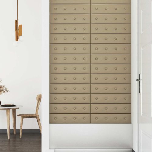 Стенно табло за легло 12 pcs Капучино 60 x 15 cm Изкуствена