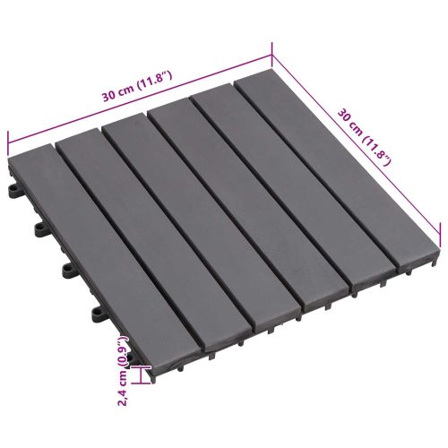 Плочка за decking 10 pcs Сив 30 x 30 cm Дърво от Акация