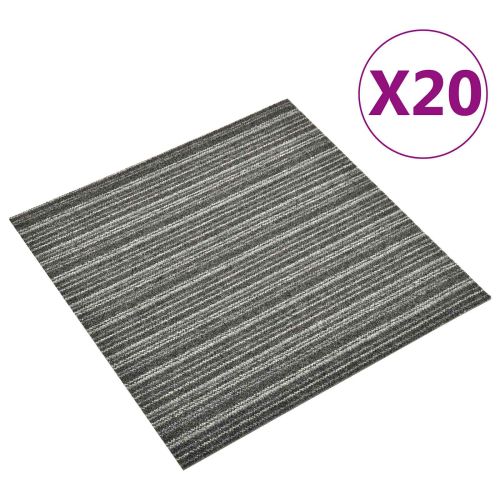 Килим 20 pcs Антрацитно с ивици 50 x 50 cm 100% Полипропилен