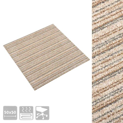 Килим 20 pcs Кафяви с ивици 50 x 50 cm 100% Полипропилен
