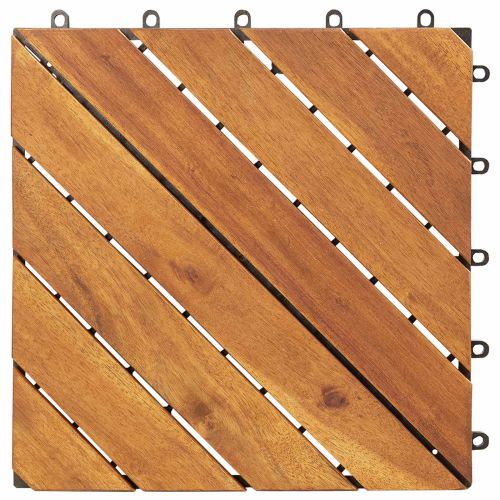 Плочка за decking 10 pcs Кафяво 30 x 30 cm Дърво от Акация