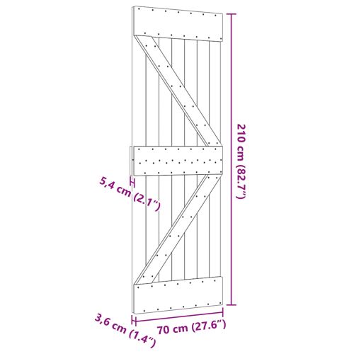 Врата NARVIK Естествен 70 x 210 cm Солидна борова дървесина