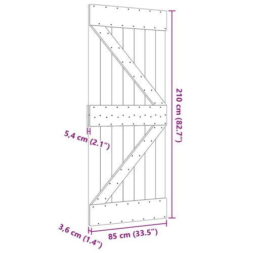 Врата NARVIK Естествен 85 x 210 cm Солидна борова дървесина