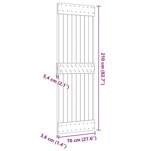 Врата NARVIK Естествен 70 x 210 cm Солидна борова дървесина