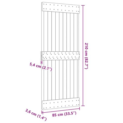 Врата NARVIK Естествен 85 x 210 cm Солидна борова дървесина