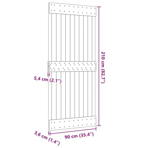 Врата NARVIK Естествен 90 x 210 cm Солидна борова дървесина